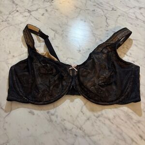 Cacique Modern Lace Covered Unlined Full Coverage Bra Black Tan 42DD A83578